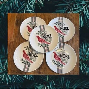 Better Homes & Gardens Noel Collection 8.5” Plates Set of 5 -Salad- Bread-Dinner